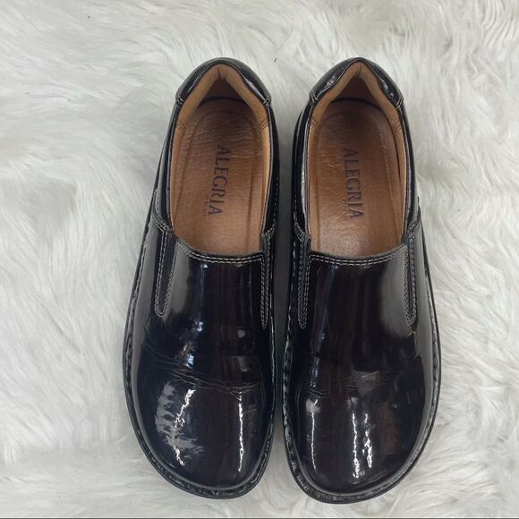 Alegria Oz Choco Patent Leather Slip-On Shoes - Picture 3 of 9